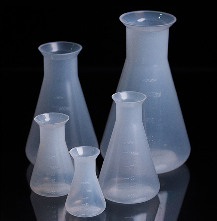 Plastic Triangular flask conical erlenmeyer flask with screw cap